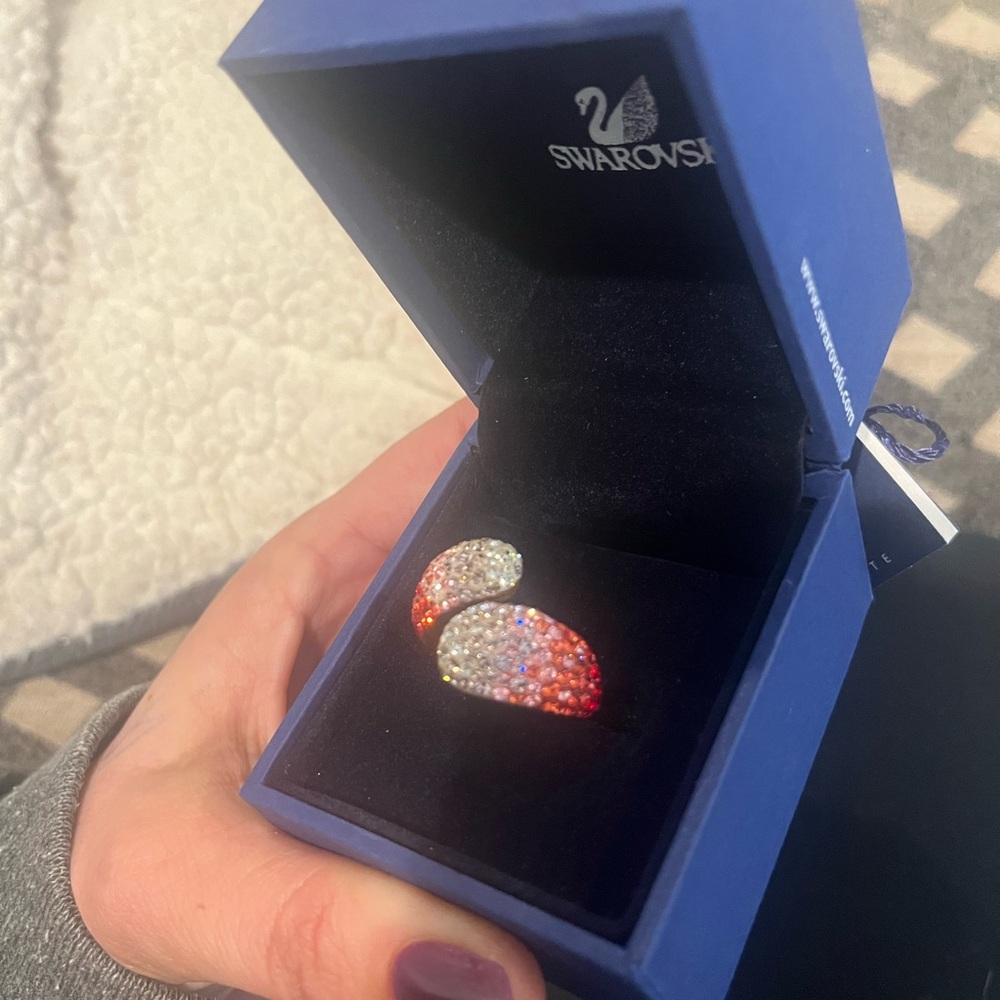 Swarovski Red and Silver Crystal Ring